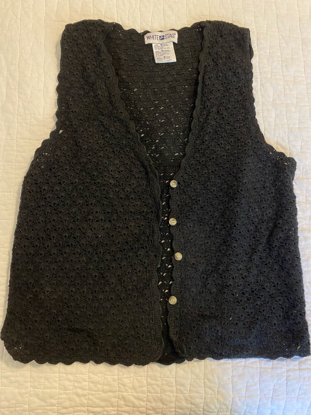 White Stag Black Crochet Knit Vest